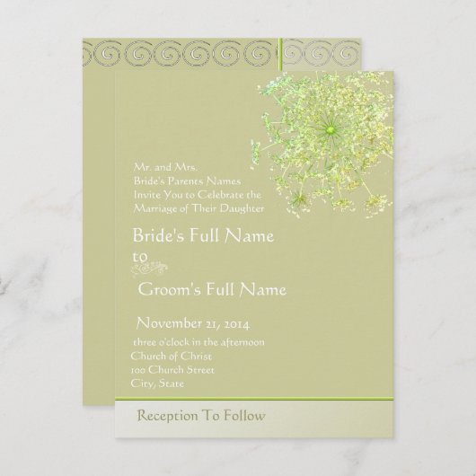 クイーンエレガントアンズレース結婚式招待状 インビテーションポストカード (正面/裏面)