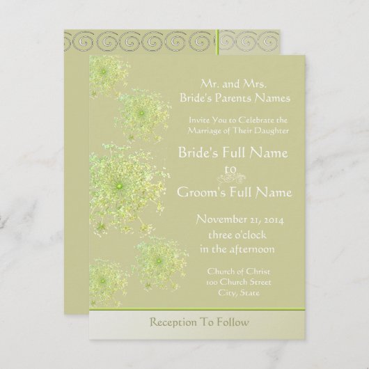 クイーンエレガントアンズレース結婚式招待状 インビテーションポストカード (正面/裏面)