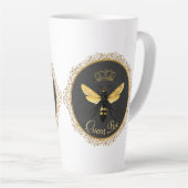 クイーンエレガントビーフランスのグレイ金ゴールドイエロー カフェラテマグ (右アングル)