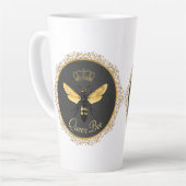 クイーンエレガントビーフランスのグレイ金ゴールドイエロー カフェラテマグ (左アングル)