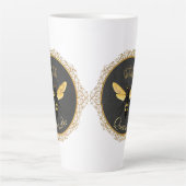 クイーンエレガントビーフランスのグレイ金ゴールドイエロー カフェラテマグ (正面)