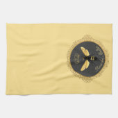 クイーンエレガントビーフランスのグレイ金ゴールドイエロー キッチンタオル (横)