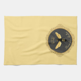 クイーンエレガントビーフランスのグレイ金ゴールドイエロー キッチンタオル