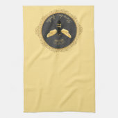 クイーンエレガントビーフランスのグレイ金ゴールドイエロー キッチンタオル (縦)