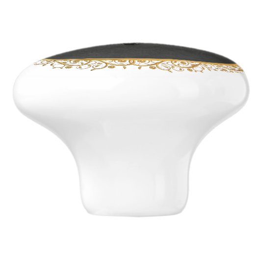 クイーンエレガントビーフランスのグレイ金ゴールドイエロー セラミックノブ (側面)