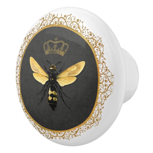 クイーンエレガントビーフランスのグレイ金ゴールドイエロー セラミックノブ (右)