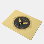 クイーンエレガントビーフランスのグレイ金ゴールドイエロー ドアマット (アングル)