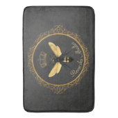 クイーンエレガントビーフランスのグレイ金ゴールドイエロー バスマット (正面縦)