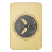 クイーンエレガントビーフランスのグレイ金ゴールドイエロー バスマット (正面縦)