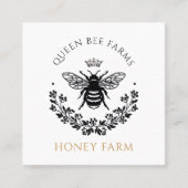 クイーンエレガントビー白黒金ゴールドビジネススクア スクエア名刺 (正面)