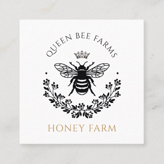 クイーンエレガントビー白黒金ゴールドビジネススクア スクエア名刺 (正面)