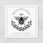 クイーンエレガントビー白黒金ゴールド事業 スクエア名刺 (正面)