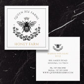 クイーンエレガントビー白黒金ゴールド事業 スクエア名刺