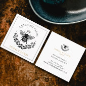 クイーンエレガントビー白黒金ゴールド事業 スクエア名刺