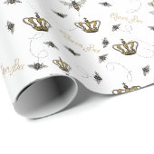 クイーンエレガントビー金ゴールドクラウンホワイト ラッピングペーパー (ロールコーナー)