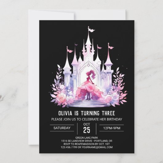 クイーンエレガントプリンセス誕生日 招待状 (正面)