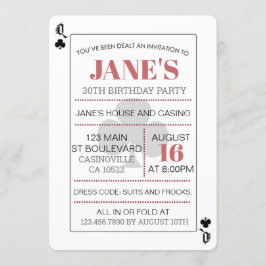 クイーンオブクラブトランプのポーカートランプカジノ誕生日 招待状