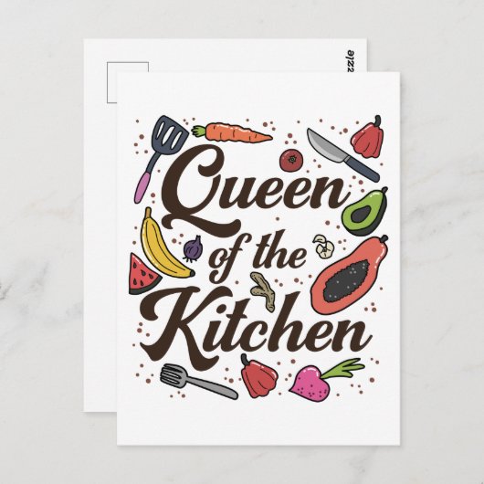 クイーンオブザキッチン料理ラバーシェフおもしろい ポストカード (正面/裏面)