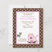 クイーンオブザジャングルピンクタイガー誕生日招待状 招待状 (正面)