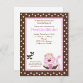 クイーンオブザジャングルピンクタイガー誕生日招待状 招待状 (正面/裏面)