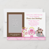 クイーンオブザジャングル&フレンズ誕生日招待状 招待状 (正面)