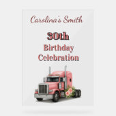 クイーンオブザロード誕生日女性トラックドライバー アクリルサイン (正面)