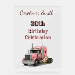 クイーンオブザロード誕生日女性トラックドライバー アクリルサイン