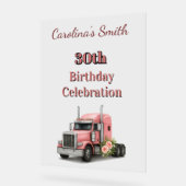 クイーンオブザロード誕生日女性トラックドライバー アクリルサイン (傾斜)