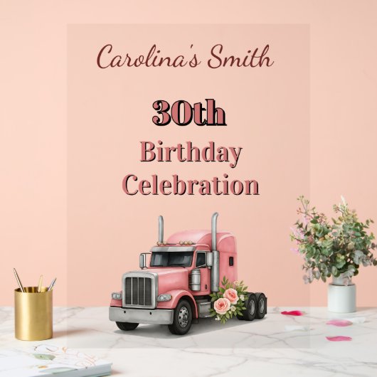 クイーンオブザロード誕生日女性トラックドライバー アクリルサイン (ウェディング)