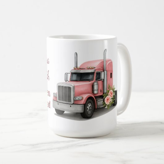 クイーンオブザロード誕生日女性トラックドライバー コーヒーマグカップ (正面右)