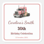 クイーンオブザロード誕生日女性トラックドライバー スクエアシール (正面)