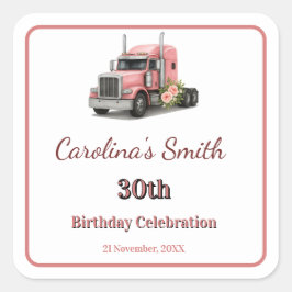 クイーンオブザロード誕生日女性トラックドライバー スクエアシール