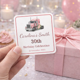 クイーンオブザロード誕生日女性トラックドライバー スクエアシール