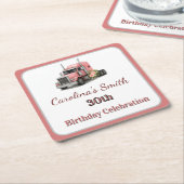 クイーンオブザロード誕生日女性トラックドライバー スクエアペーパーコースター (アングル)