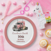 クイーンオブザロード誕生日女性トラックドライバー ペーパープレート (パーティー)