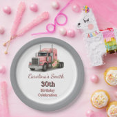 クイーンオブザロード誕生日女性トラックドライバー ペーパープレート (パーティー)