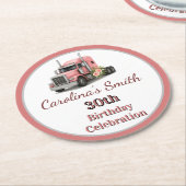 クイーンオブザロード誕生日女性トラックドライバー ラウンドペーパーコースター (アングル)