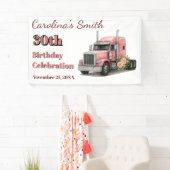 クイーンオブザロード誕生日女性トラックドライバー 横断幕 (インサイチュ)