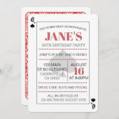クイーンオブスペードトランプのポーカーズ遊カードカジノ誕生日 招待状 (正面/裏面)