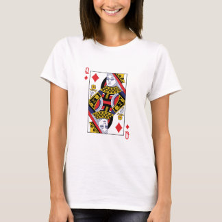 クイーンオブダイアモンドトランプのポーカー遊カジノカード Tシャツ