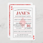 クイーンオブダイヤモンドカジノトランプ誕生日 招待状 (正面/裏面)