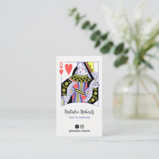 クイーンオブハートかわいい美容師美しいサロン 名刺 (スタンド正面)