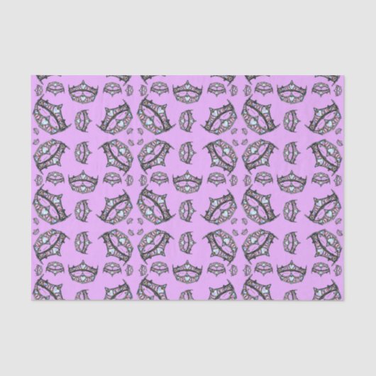 クイーンオブハートシルバークラウンティアラスピンク薄紫 薄葉紙 (正面)