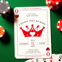 クイーンオブハートトランプのポーカーカードガールベビーシャワー