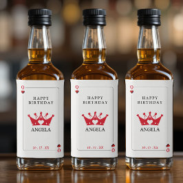 クイーンオブハートトランプのポーカーカード誕生日 リキュールボトルラベル