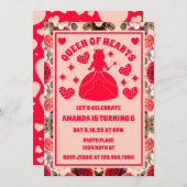 クイーンオブハートバラ誕生日 招待状 (正面/裏面)