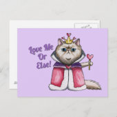 クイーンオブハートペルシャ猫イラストレーション ポストカード (正面/裏面)