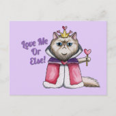 クイーンオブハートペルシャ猫イラストレーション ポストカード (正面)