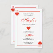 クイーンオブハート遊カジノカード100誕生日 招待状 (正面/裏面)