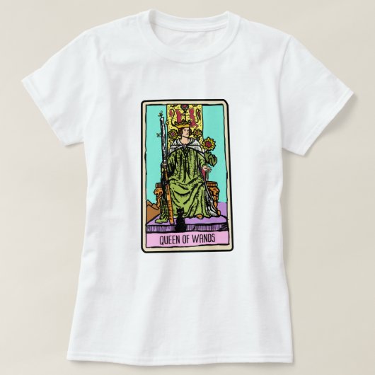クイーンオブワンズタロットカード Tシャツ (デザイン正面)